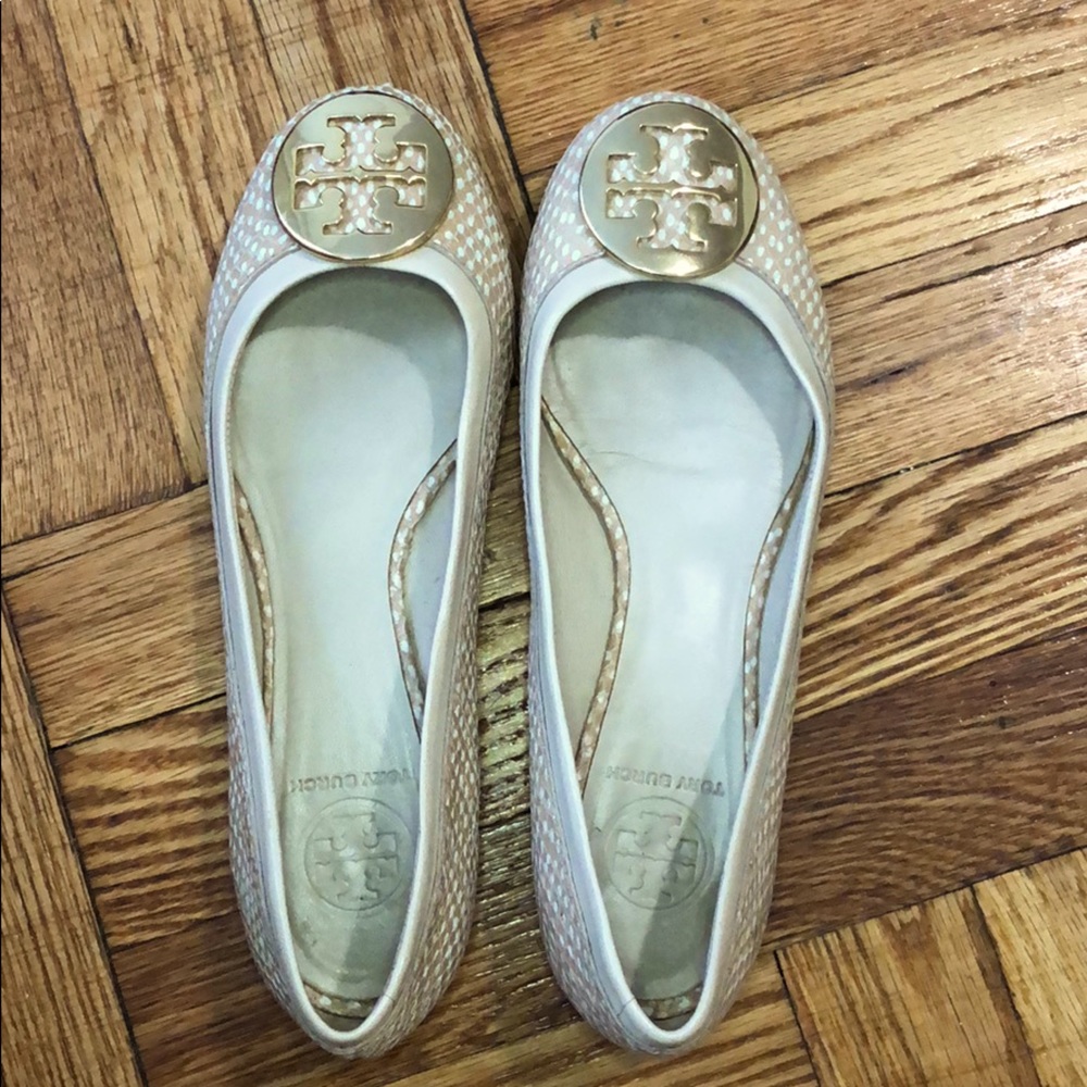 Nude sneak skin print Tory Burch flats